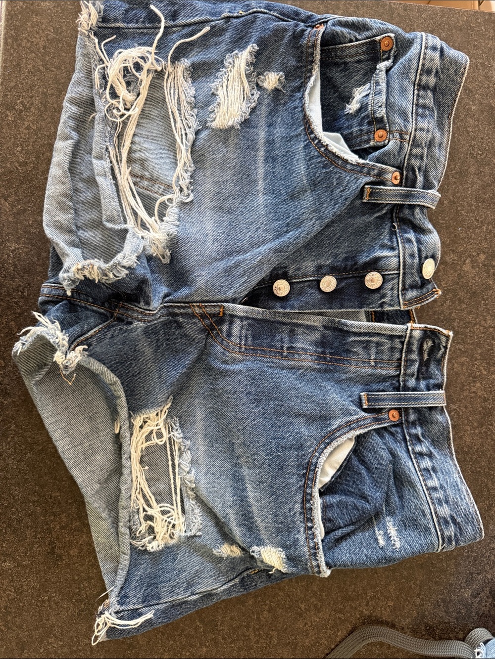 Levi's Distressed Blue Denim Jean Shorts